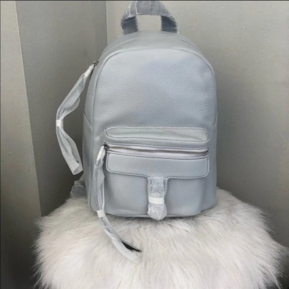Rebecca Minkoff Mini Mab Leather Backpack Tote Bag, Gray, Designer Luxury, NWT Rebecca Minkoff Mini MAB Backpack Black Mesh Leather Trim NWT main image 3